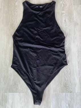 NWT, Zara Black High Neck Bodysuit, Large